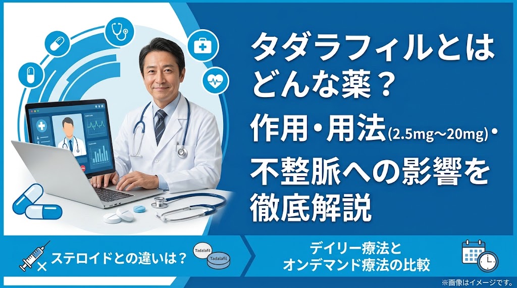 タダラフィルとはどんな薬？作用・2.5mg〜20mgの用法と不整脈の注意点