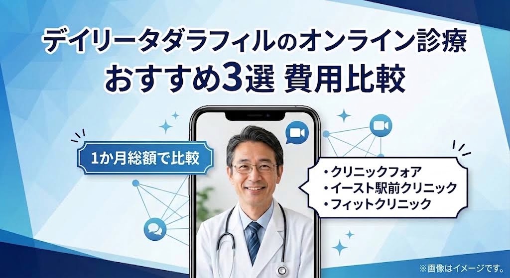 デイリータダラフィルのオンライン診療おすすめ3選！費用が安いクリニック比較 