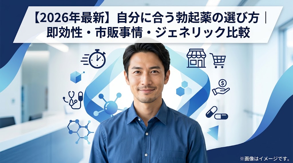 【2026年最新】勃起薬おすすめ比較！即効性・市販（ドラッグストア）事情とジェネリック解説
