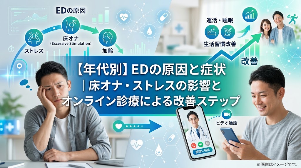 EDの原因と症状とは？10代〜60代の年代別理由とオンライン診療による対処法