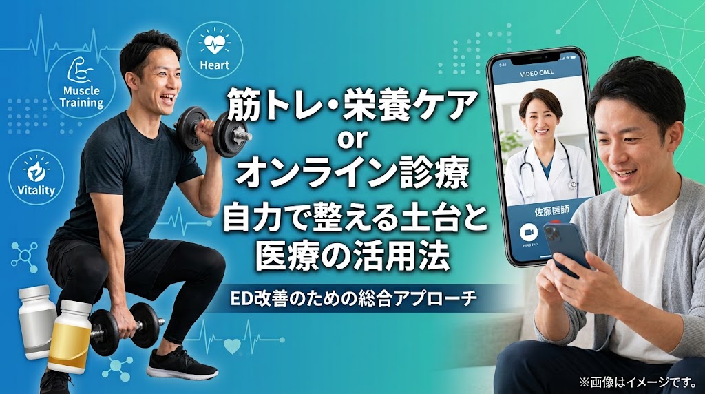 筋トレ・マカ・亜鉛でEDは改善する？自力ケアの効果とオンライン診療という選択肢