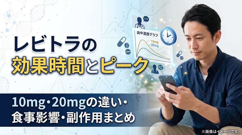 レビトラの効果時間とピークは？10mg/20mgの血中濃度グラフや食事・副作用・処方手順を解説