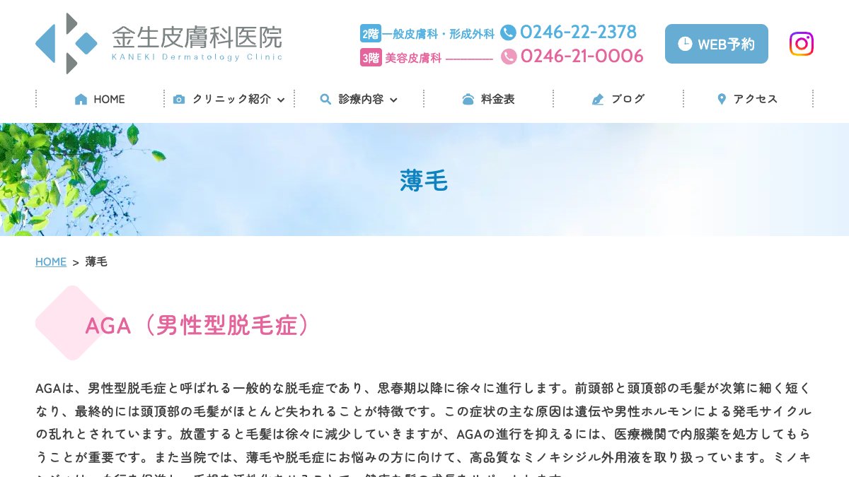 金生皮膚科医院の公式サイト
