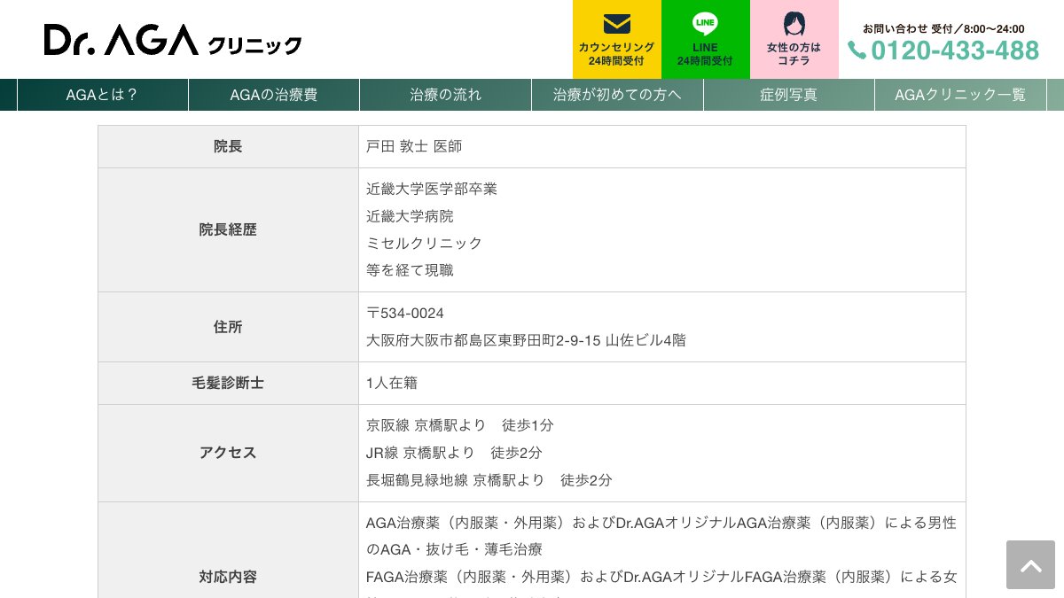Dr.AGAクリニック 大阪京橋院の公式サイト