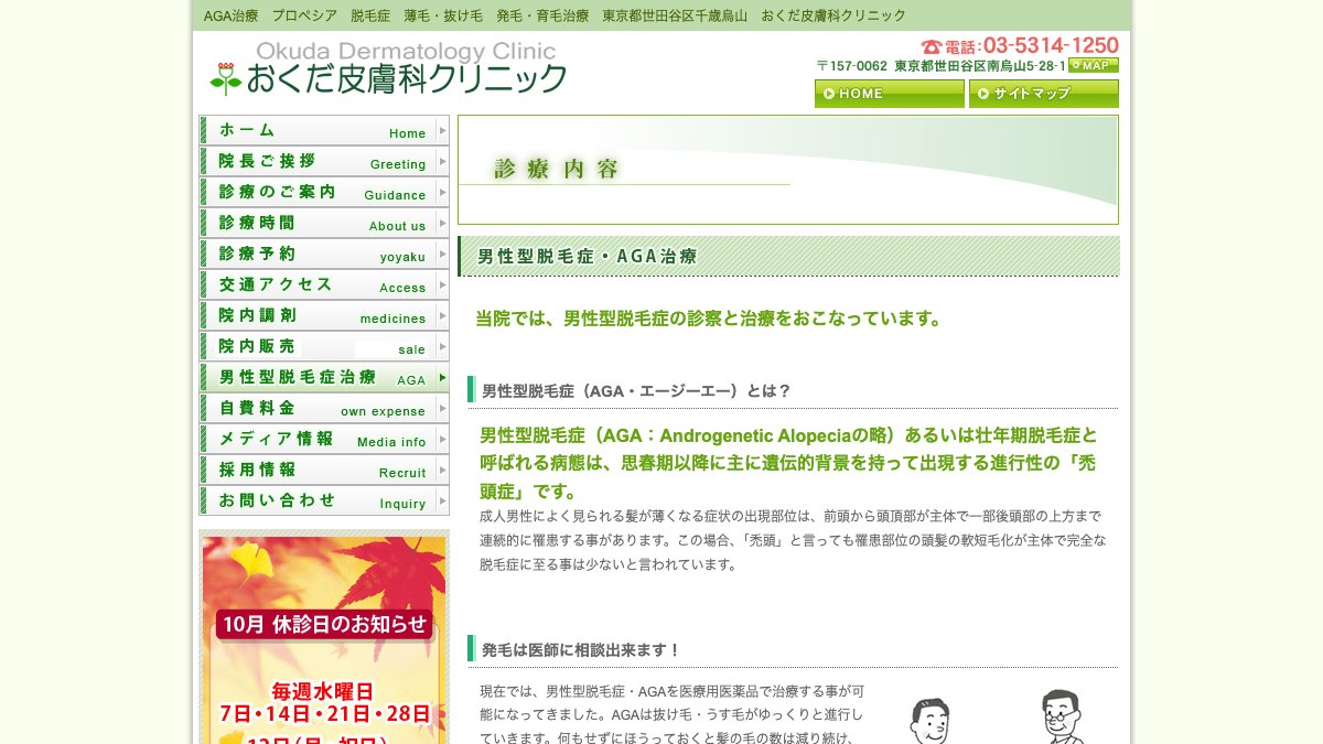 おくだ皮膚科クリニックの公式サイト